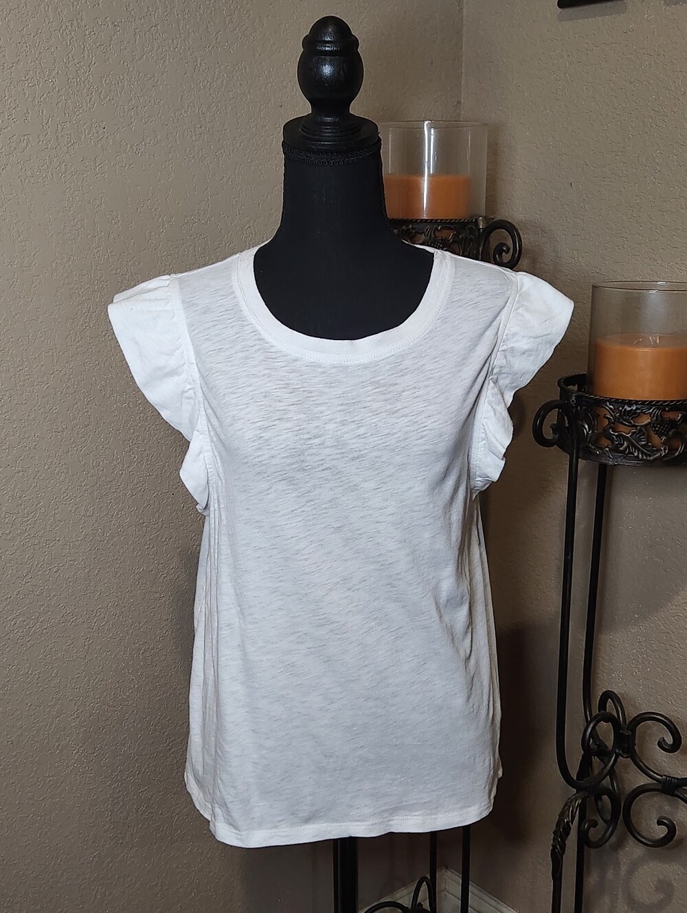 Z Supply White Marielle Flutter White Ruffle Sleeveless Tank Top Size Medium